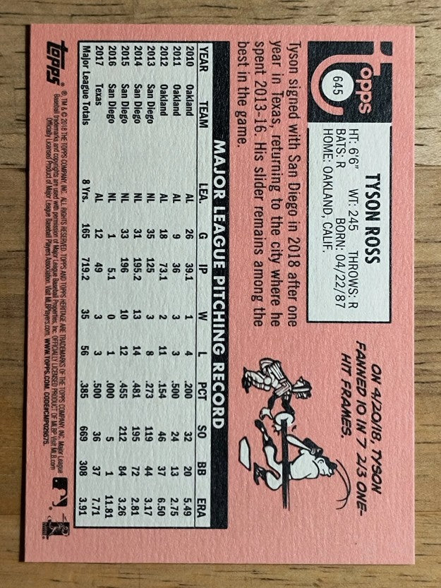 2018 Topps Heritage #645 Tyson Ross