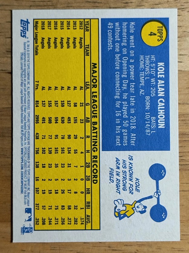 2019 Topps Heritage #4 Kole Calhoun