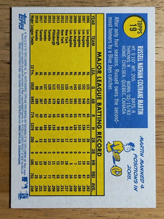 2019 Topps Heritage #19 Russell Martin