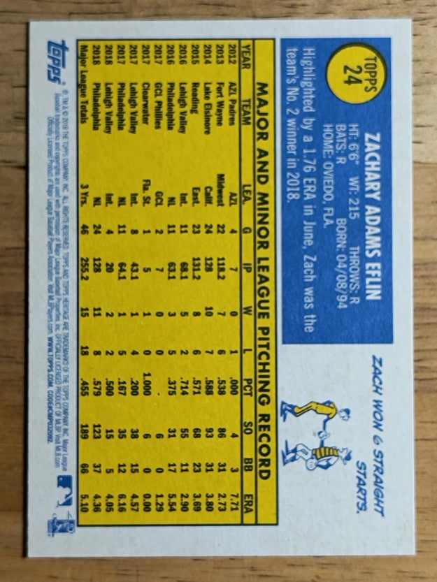 2019 Topps Heritage #24 Zach Eflin