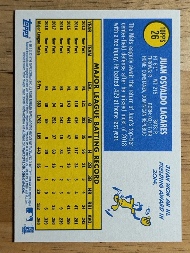 2019 Topps Heritage #26 Juan Lagares