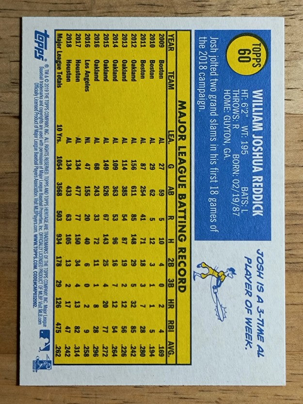 2019 Topps Heritage #60 Josh Reddick
