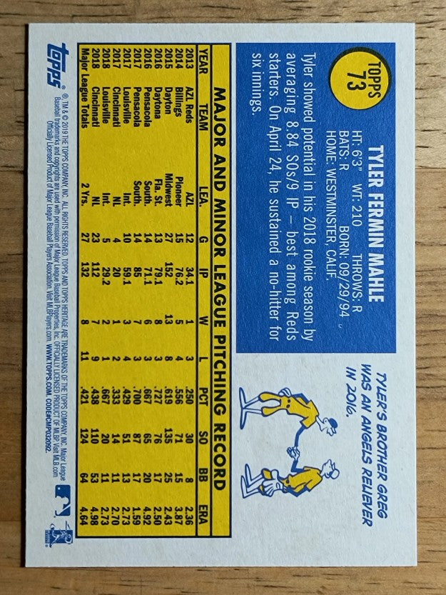 2019 Topps Heritage #73 Tyler Mahle