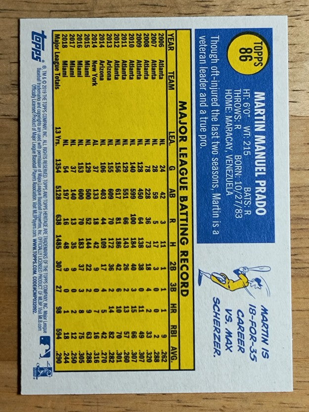 2019 Topps Heritage #86 Martin Prado