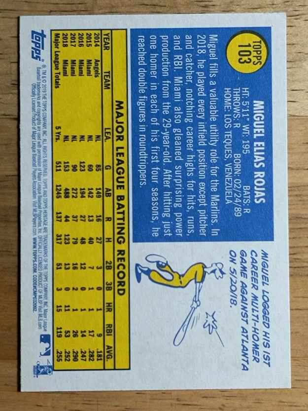2019 Topps Heritage #103 Miguel Rojas