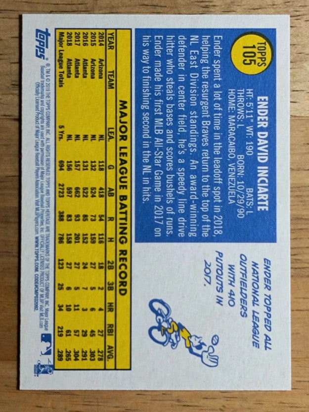 2019 Topps Heritage #105 Ender Inciarte