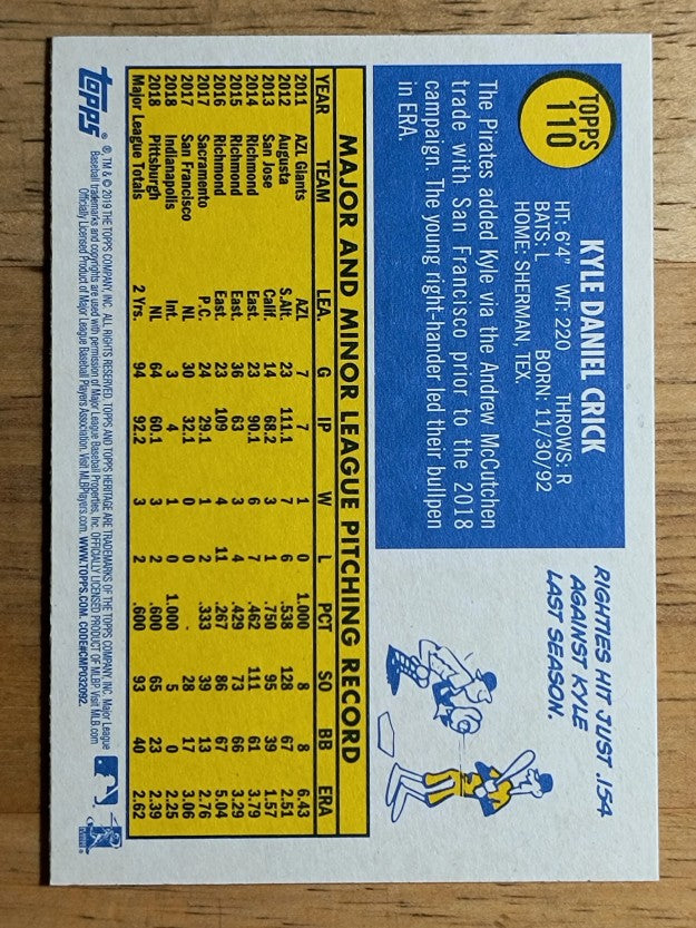 2019 Topps Heritage #110 Kyle Crick