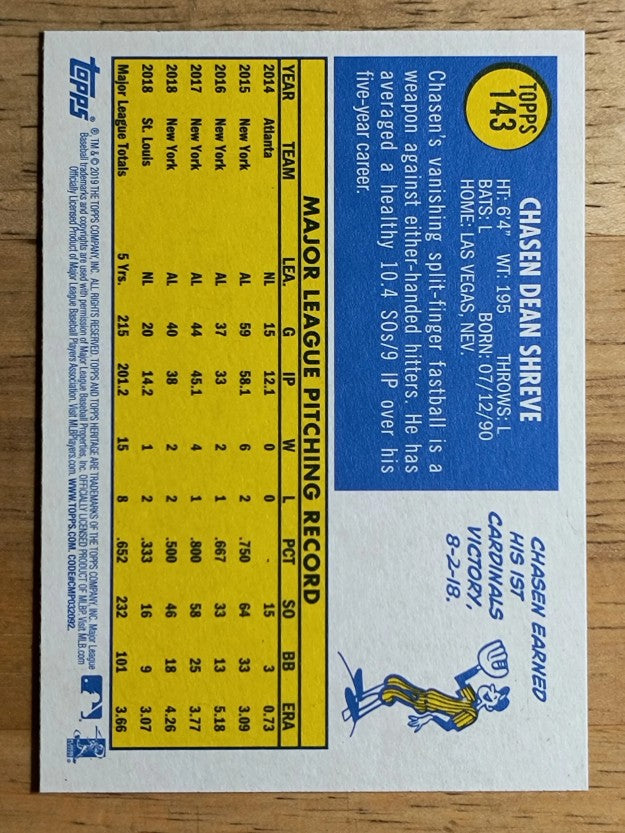 2019 Topps Heritage #143 Chasen Shreve