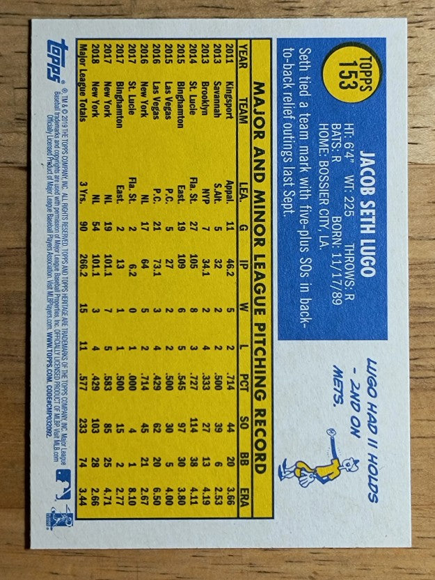 2019 Topps Heritage #153 Seth Lugo