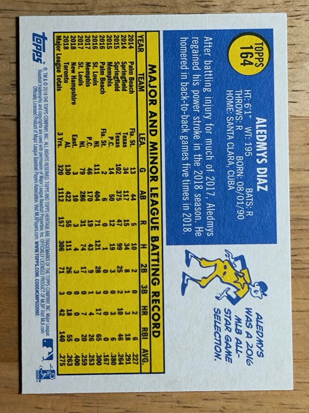 2019 Topps Heritage #164 Aledmys Diaz