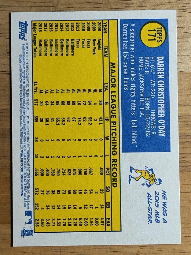 2019 Topps Heritage #171 Darren O'Day