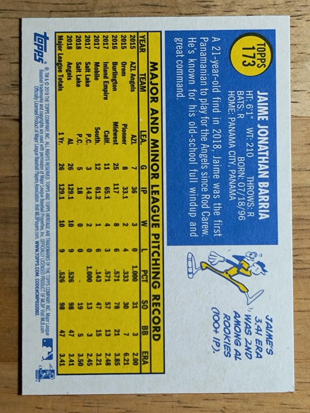 2019 Topps Heritage #173 Jaime Barria