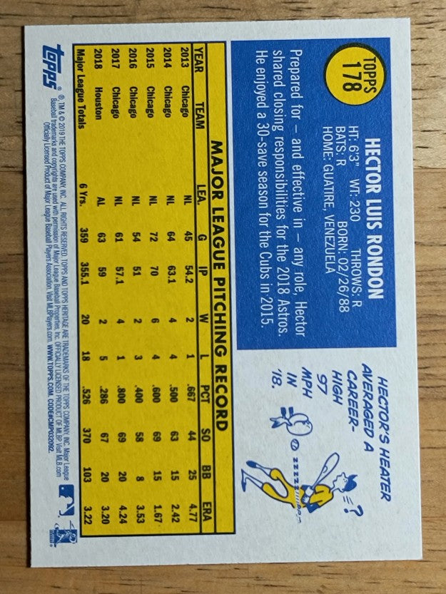2019 Topps Heritage #178 Hector Rondon
