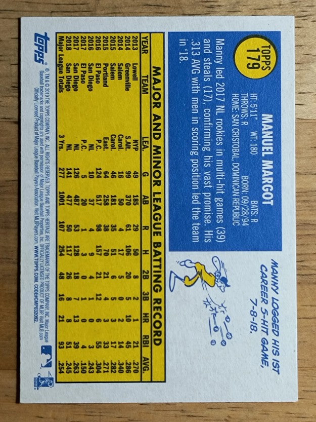 2019 Topps Heritage #179 Manny Margot