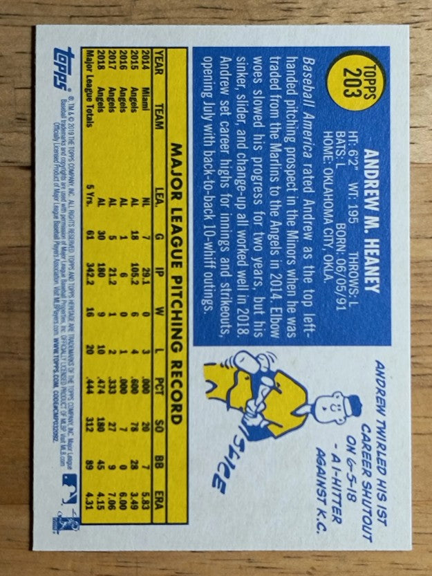 2019 Topps Heritage #203 Andrew Heaney