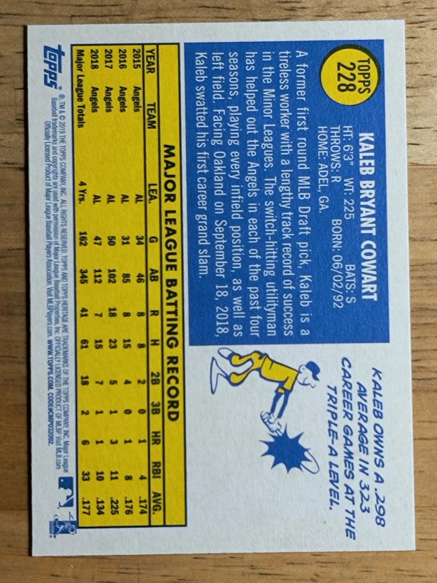 2019 Topps Heritage #228 Kaleb Cowart