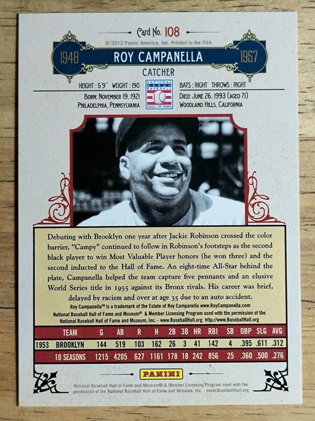 2012 Panini Cooperstown #108 Roy Campanella