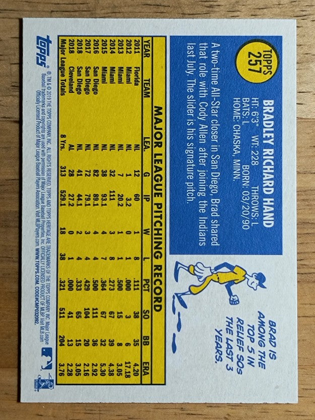 2019 Topps Heritage #257 Brad Hand