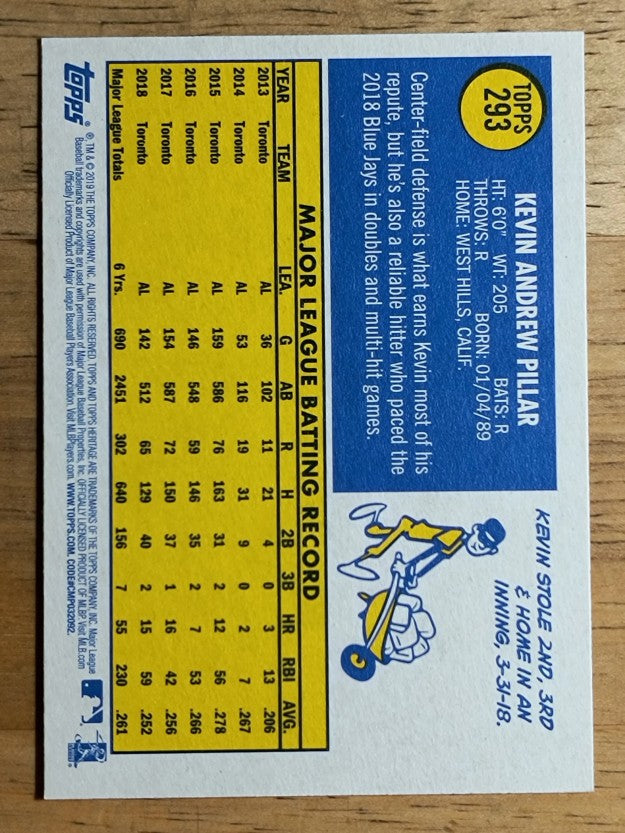 2019 Topps Heritage #293 Kevin Pillar