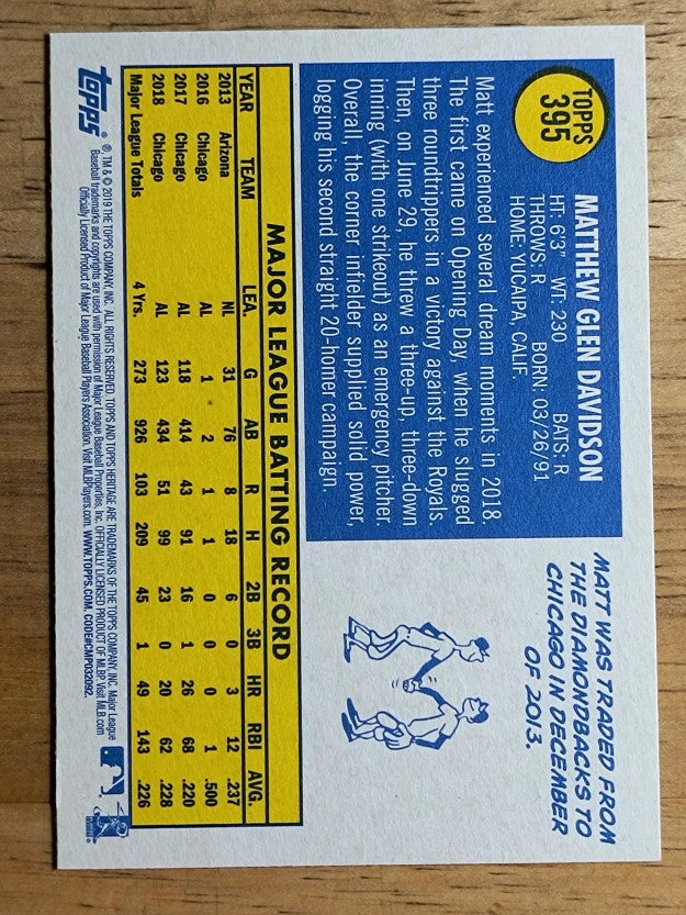 2019 Topps Heritage #395 Matt Davidson