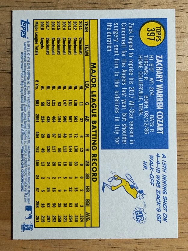 2019 Topps Heritage #397 Zack Cozart