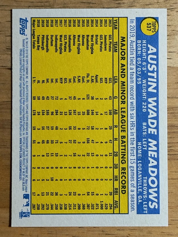 2019 Topps Heritage #537 Austin Meadows