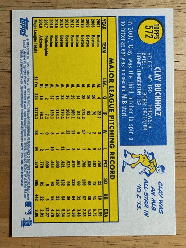 2019 Topps Heritage #572 Clay Buchholz