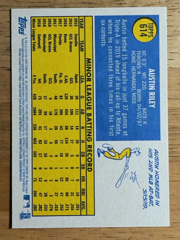 2019 Topps Heritage #614 Austin Riley RC