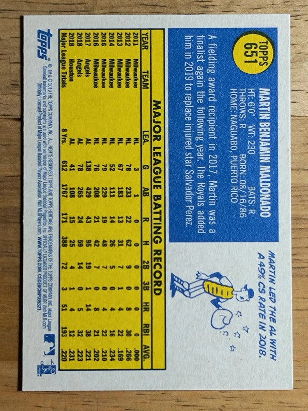 2019 Topps Heritage #651 Martin Maldonado