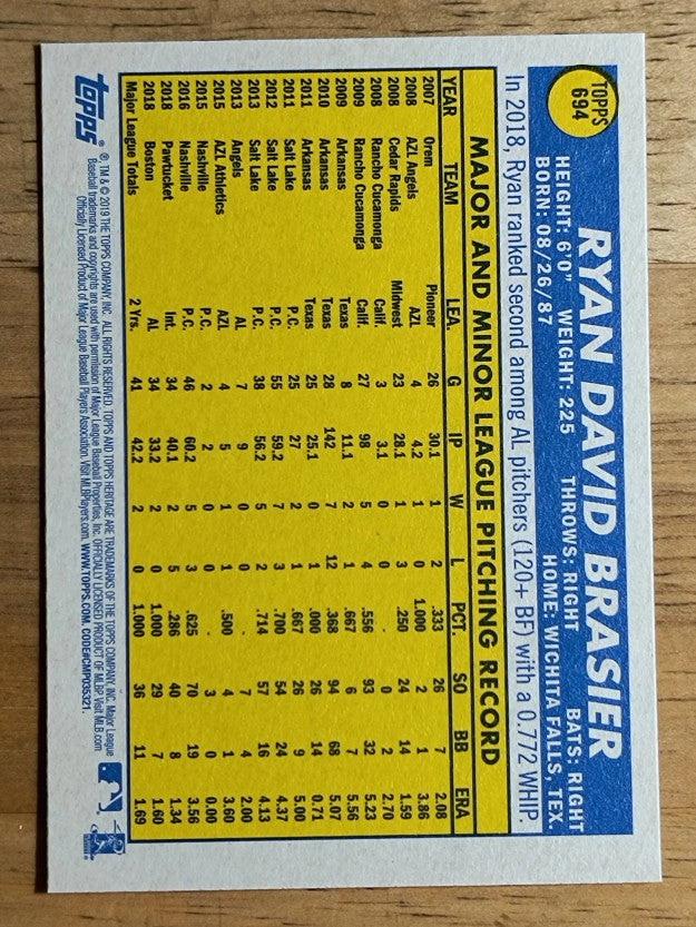 2019 Topps Heritage #694 Ryan Brasier