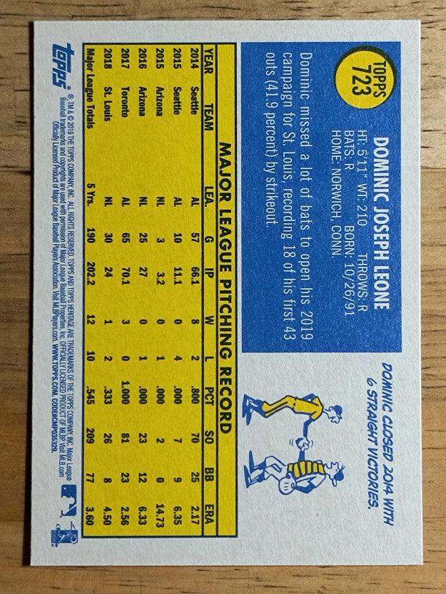 2019 Topps Heritage #723 Dominic Leone SP