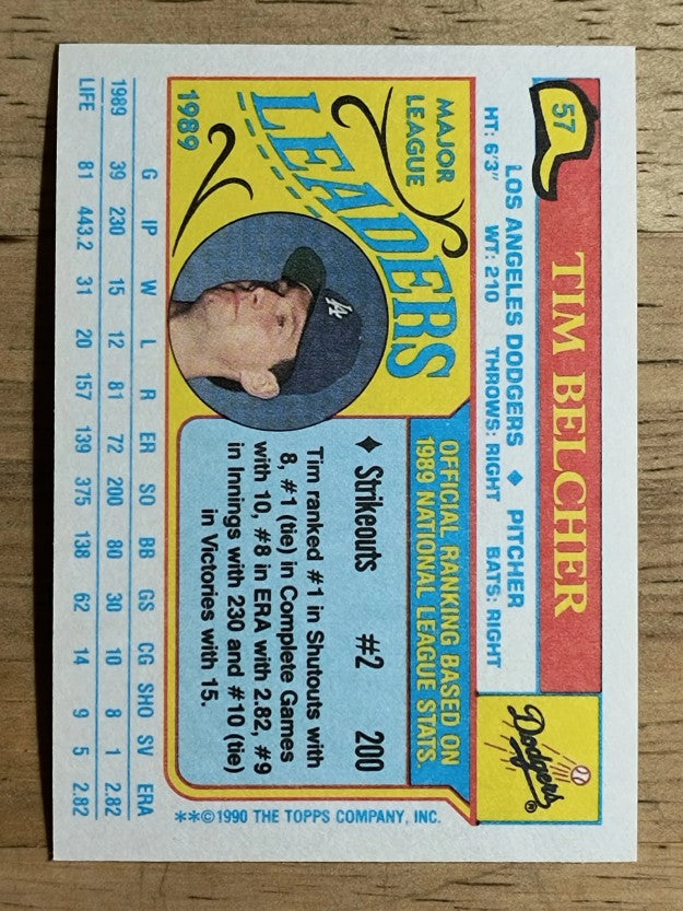 1990 Topps Mini Leaders #57 Tim Belcher