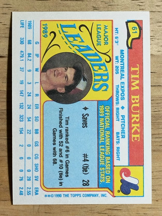 1990 Topps Mini Leaders #61 Tim Burke