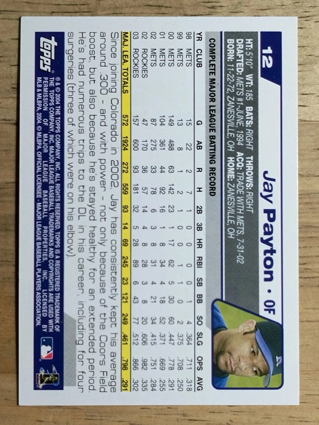 2004 Topps Opening Day #12 Jay Payton