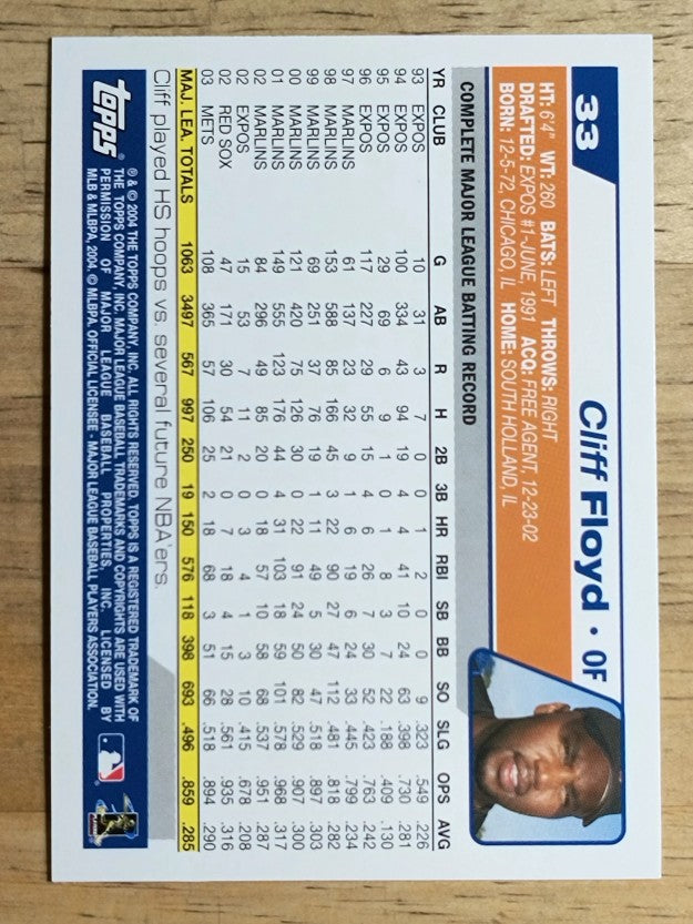 2004 Topps Opening Day #33 Cliff Floyd