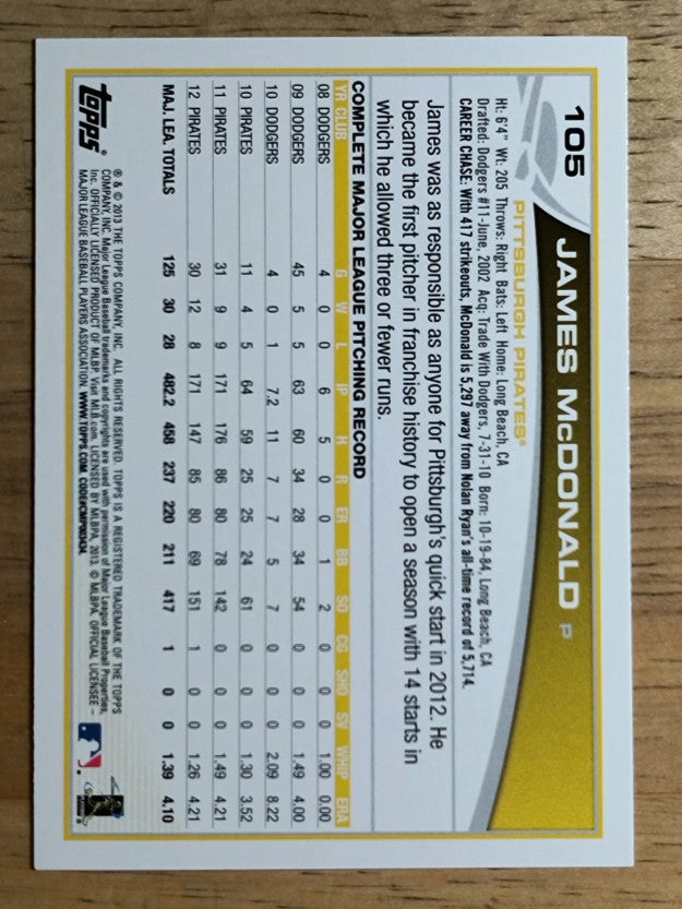 2013 Topps Opening Day #105 James McDonald