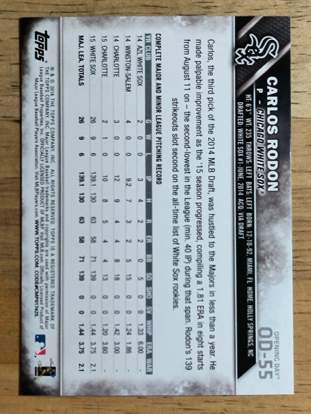 2016 Topps Opening Day #OD55 Carlos Rodon