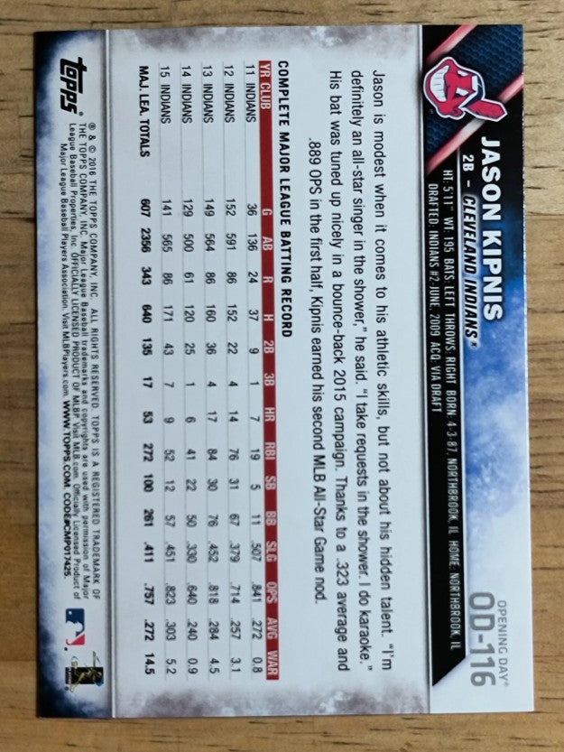 2016 Topps Opening Day #OD116 Jason Kipnis