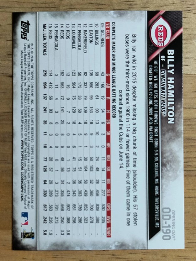 2016 Topps Opening Day #OD190 Billy Hamilton
