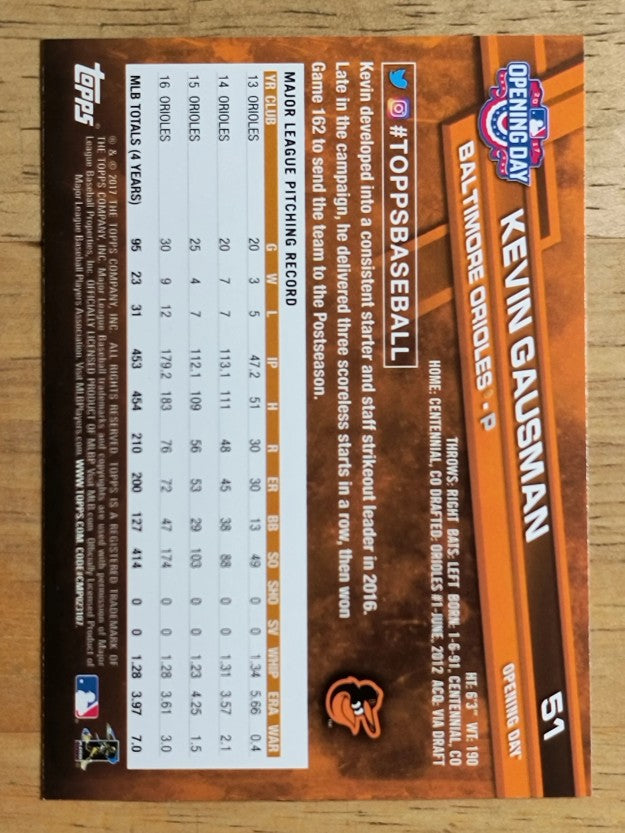 2017 Topps Opening Day #51 Kevin Gausman