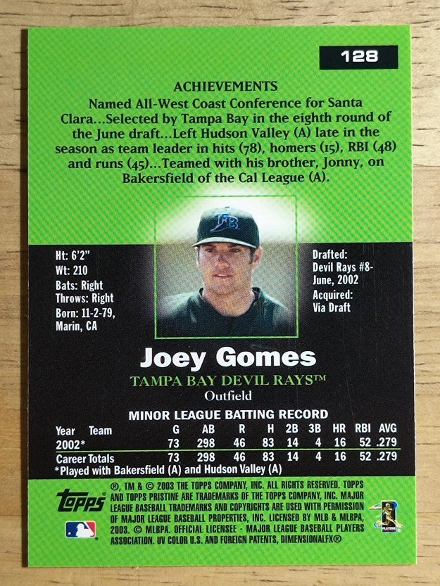 2003 Topps Pristine #128 Joey Gomes C RC