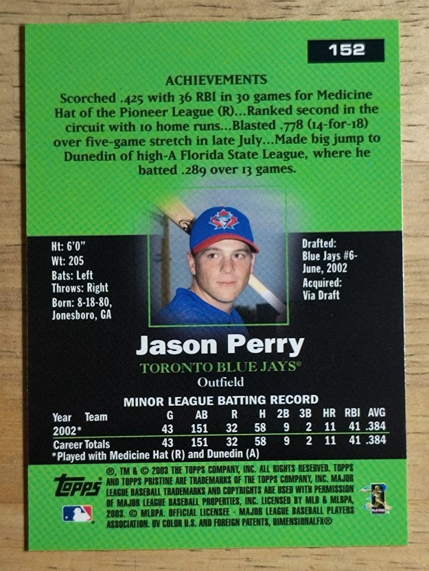 2003 Topps Pristine #152 Jason Perry C RC