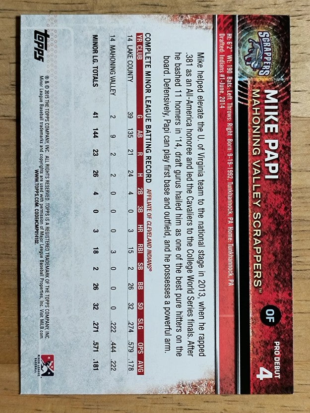 2015 Topps Pro Debut #4 Mike Papi