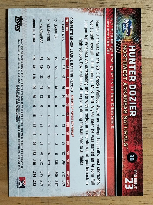 2015 Topps Pro Debut #23 Hunter Dozier