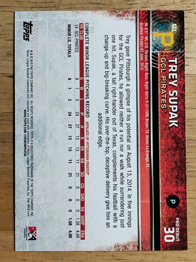 2015 Topps Pro Debut #30 Trey Supak