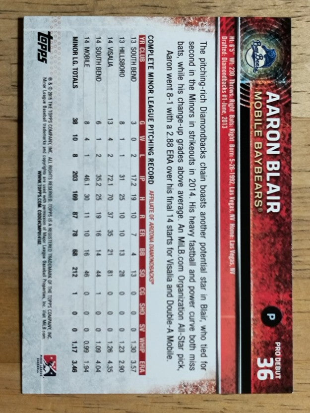 2015 Topps Pro Debut #36 Aaron Blair