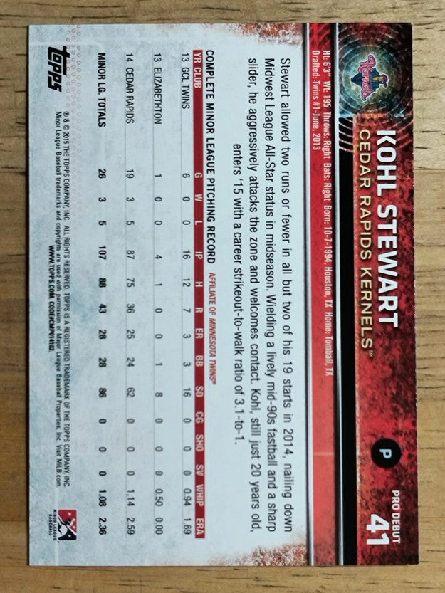 2015 Topps Pro Debut #41 Kohl Stewart