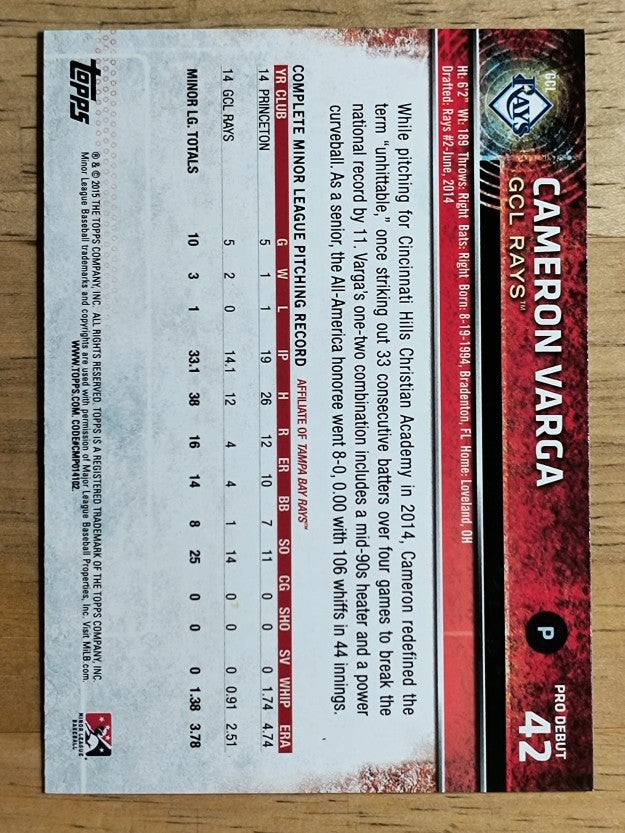 2015 Topps Pro Debut #42 Cameron Varga