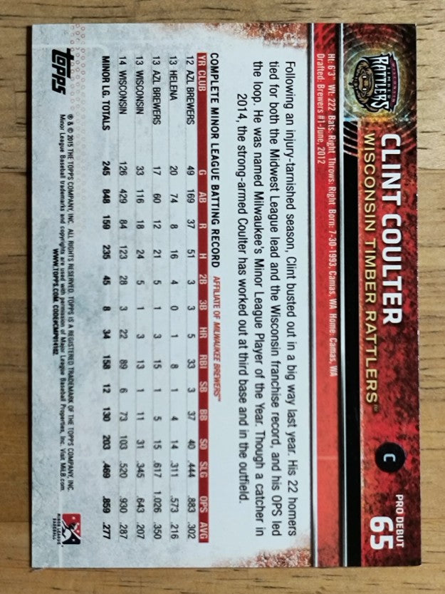 2015 Topps Pro Debut #65 Clint Coulter