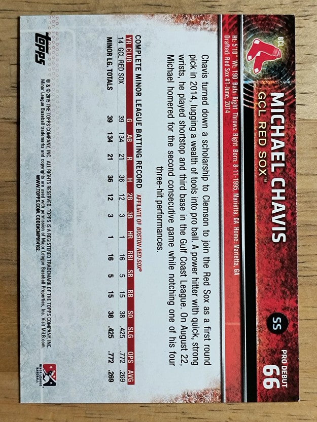2015 Topps Pro Debut #66 Michael Chavis